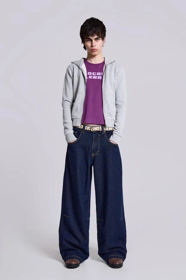 Men Shop Indigo Low Rise Colossus Baggy Jeans Jaded London Bestsellers