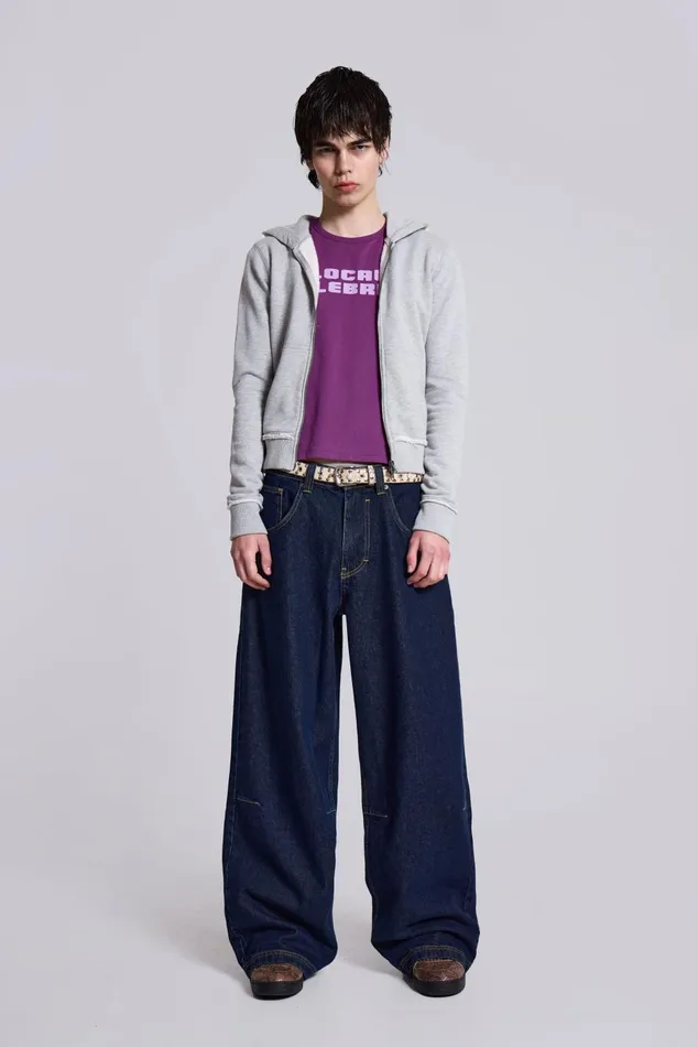 Men Shop Indigo Low Rise Colossus Baggy Jeans Jaded London Bestsellers