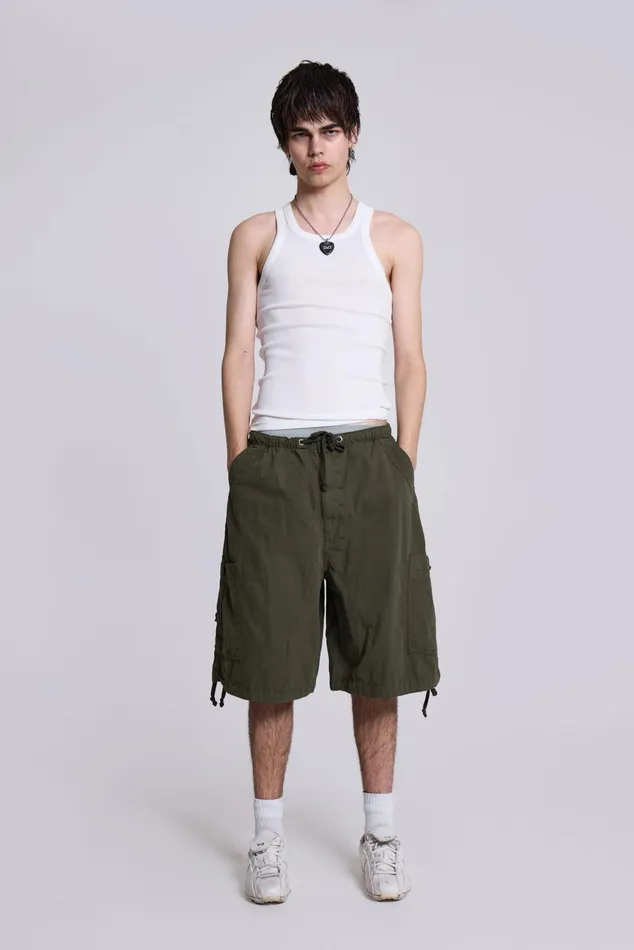 Men Shop Khaki Parachute Cargo Shorts Jaded London Bestsellers