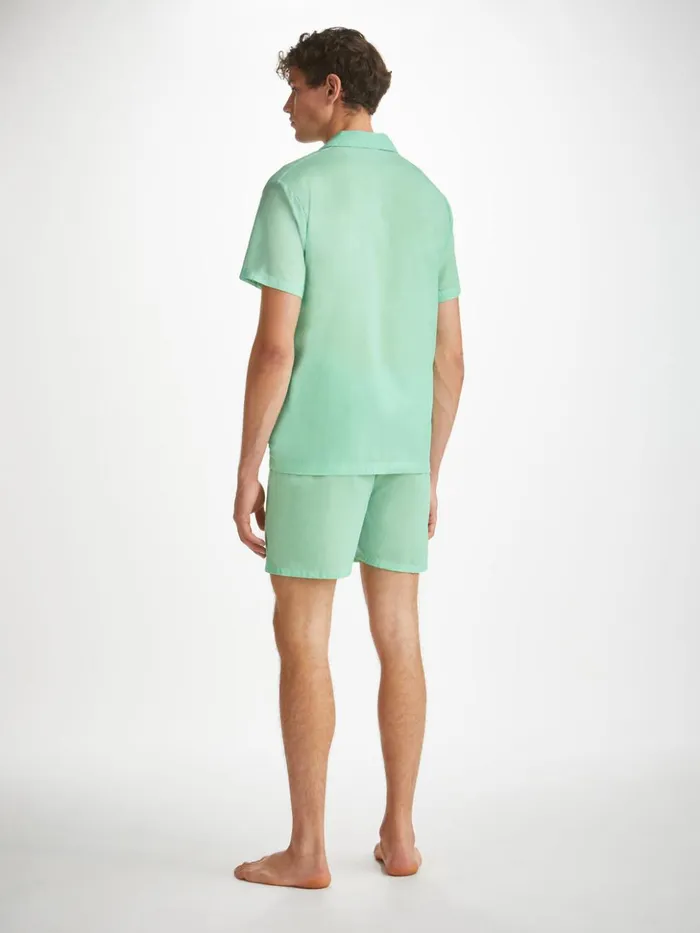 Men Short Pajamas Amalfi 1 Cotton Batiste Mint Derek Rose Cotton Pajamas