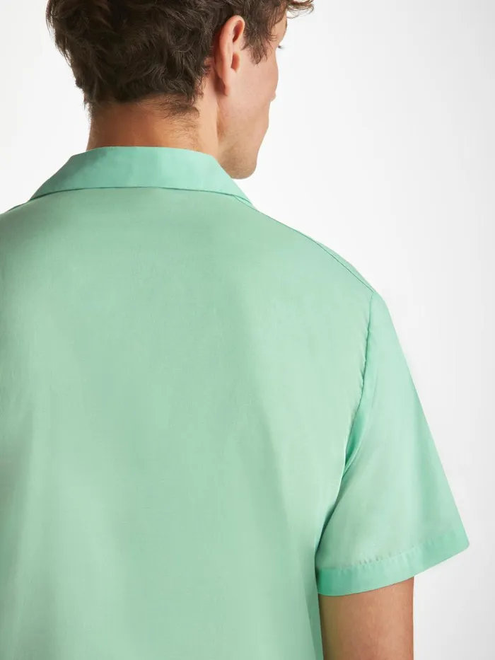 Men Short Pajamas Amalfi 1 Cotton Batiste Mint Derek Rose Cotton Pajamas