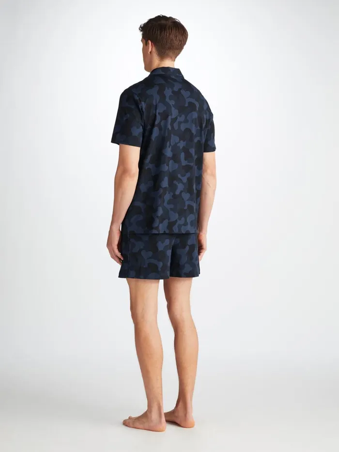 Men Short Pajamas London 11 Micro Modal Navy Derek Rose Jersey Pajamas