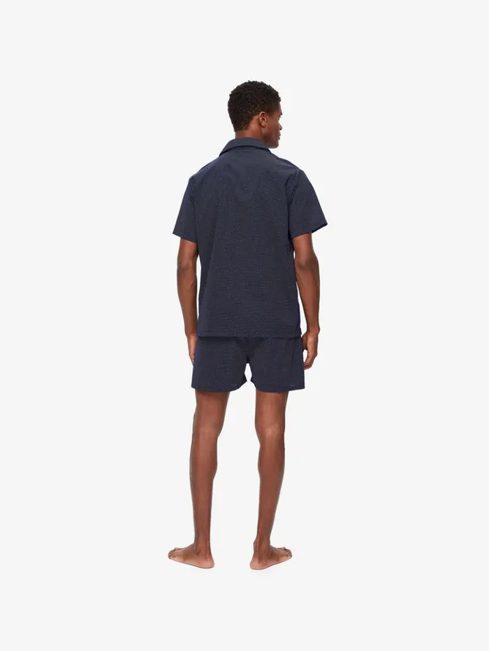Men Short Pajamas Plaza 21 Cotton Batiste Navy Derek Rose Cotton Pajamas