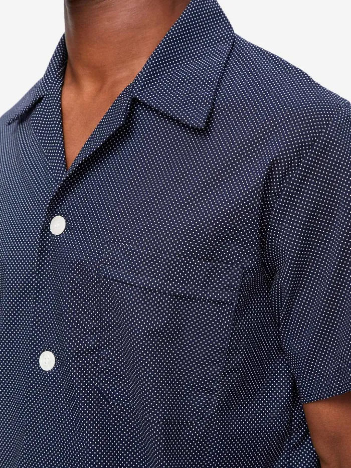 Men Short Pajamas Plaza 21 Cotton Batiste Navy Derek Rose Cotton Pajamas