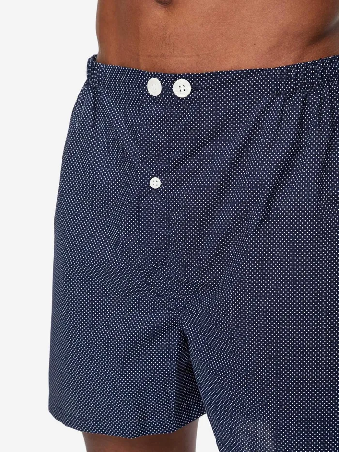 Men Short Pajamas Plaza 21 Cotton Batiste Navy Derek Rose Cotton Pajamas