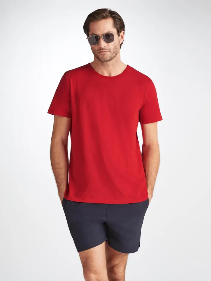 Men Short Sleeve TShirt Riley 2 Pima Cotton Red Derek Rose Short Sleeve TShirts