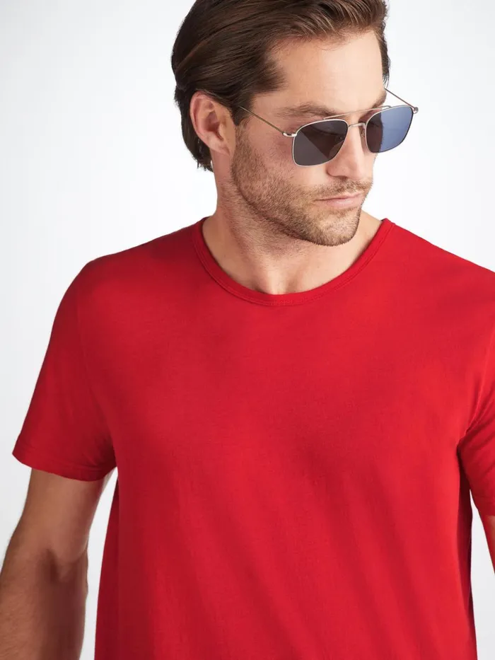 Men Short Sleeve TShirt Riley 2 Pima Cotton Red Derek Rose Short Sleeve TShirts