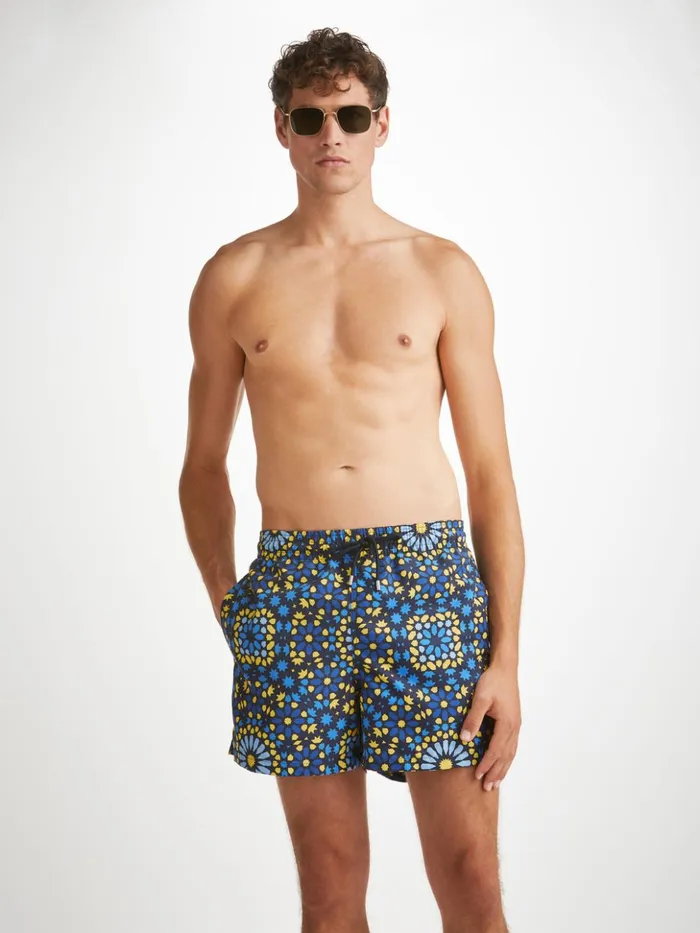 Men Short Swim Shorts Tropez 15 Navy Derek Rose Short Length Swim Shorts