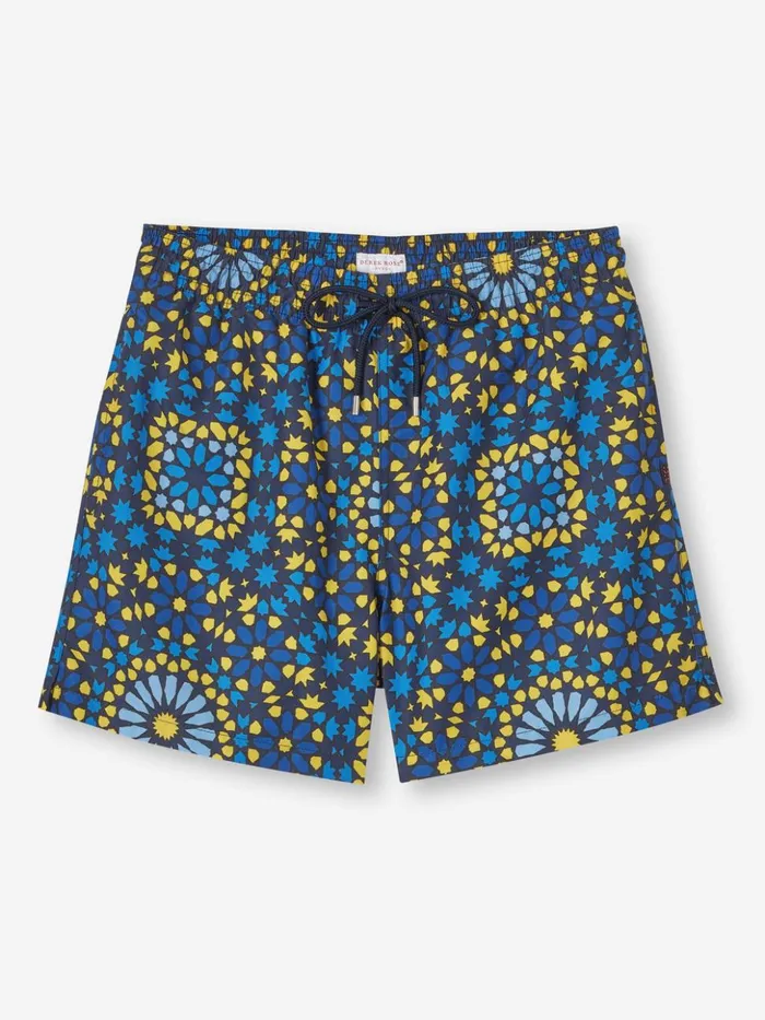 Men Short Swim Shorts Tropez 15 Navy Derek Rose Short Length Swim Shorts