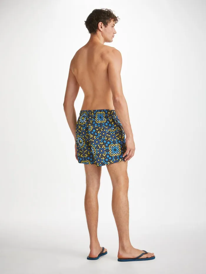 Men Short Swim Shorts Tropez 15 Navy Derek Rose Short Length Swim Shorts