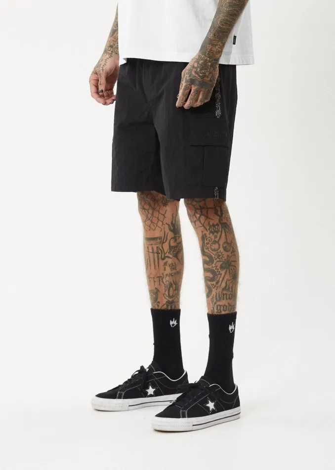 Men Shorts and Boardshorts Afends AFENDS Mens Bound 8211 Cargo Short 20 Inch 8211 Black
