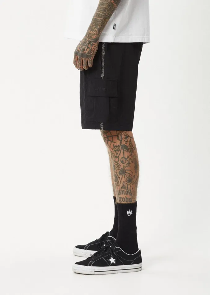 Men Shorts and Boardshorts Afends AFENDS Mens Bound 8211 Cargo Short 20 Inch 8211 Black