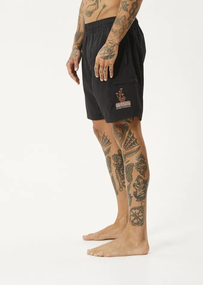 Men Shorts and Boardshorts Afends AFENDS Mens Fruiting 8211 Baywatch Swim Short 18 Inch 8211 Black