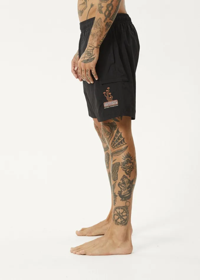 Men Shorts and Boardshorts Afends AFENDS Mens Fruiting 8211 Baywatch Swim Short 18 Inch 8211 Black