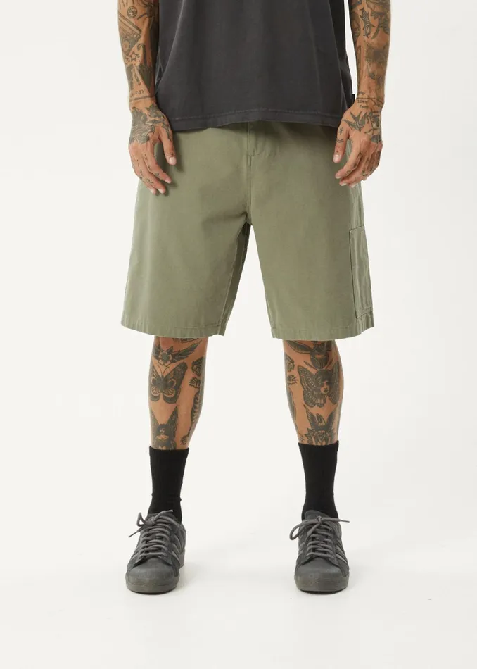 Men Shorts and Boardshorts Afends AFENDS Mens Harper 8211 Canvas Carpenter Shorts 22quot 8211 Olive