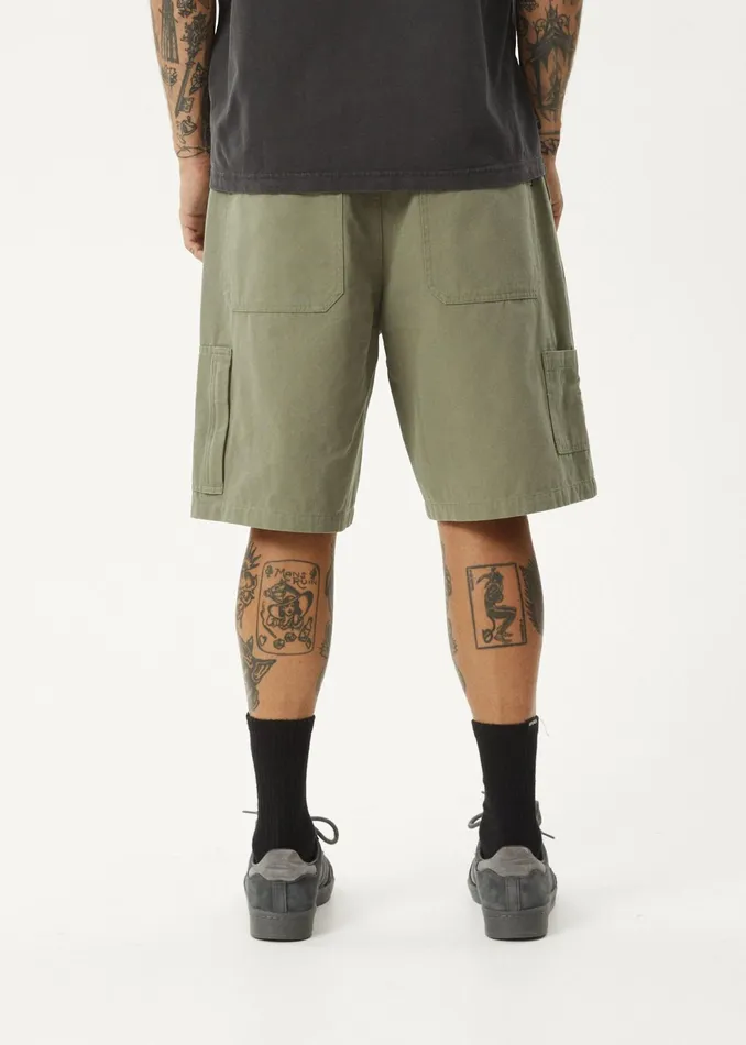 Men Shorts and Boardshorts Afends AFENDS Mens Harper 8211 Canvas Carpenter Shorts 22quot 8211 Olive