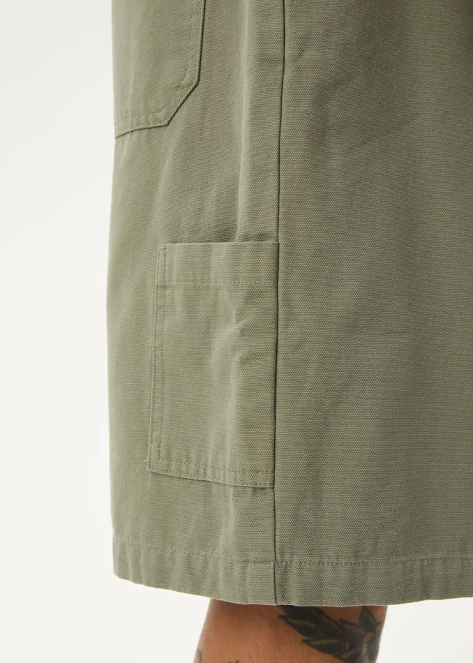 Men Shorts and Boardshorts Afends AFENDS Mens Harper 8211 Canvas Carpenter Shorts 22quot 8211 Olive