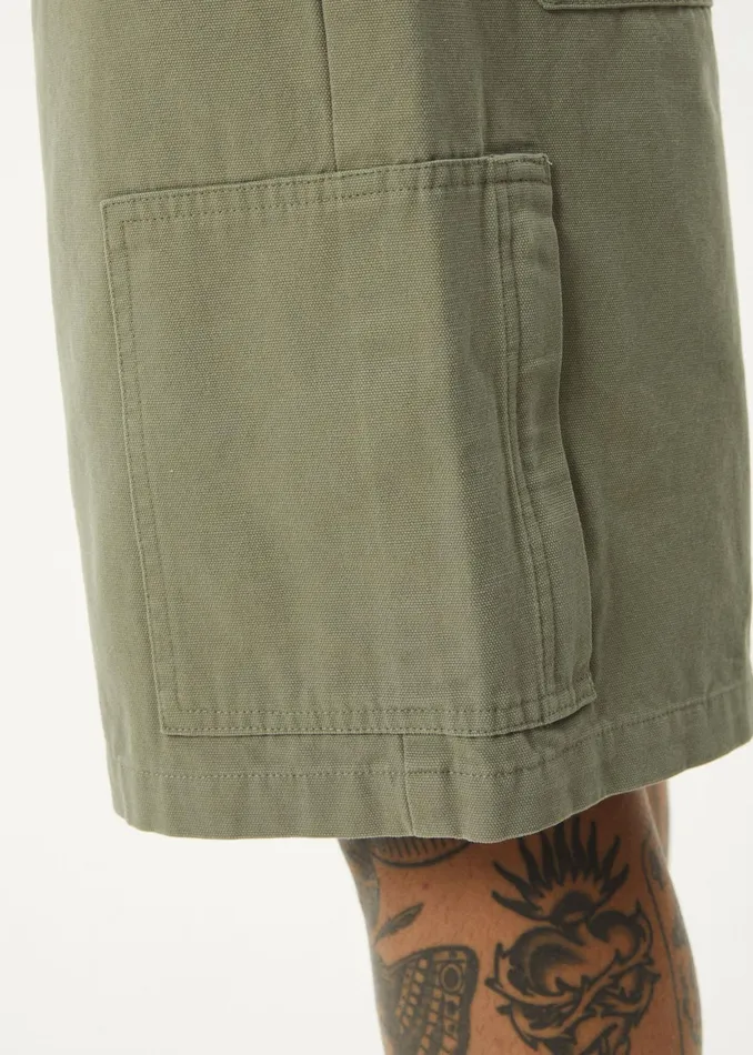 Men Shorts and Boardshorts Afends AFENDS Mens Harper 8211 Canvas Carpenter Shorts 22quot 8211 Olive