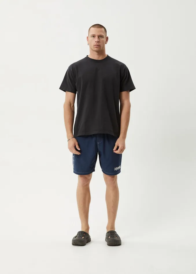 Men Shorts and Boardshorts Afends AFENDS Mens Thorny 8211 Baywatch Swim Short 18quot 8211 Navy