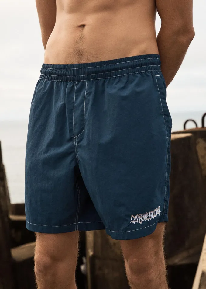Men Shorts and Boardshorts Afends AFENDS Mens Thorny 8211 Baywatch Swim Short 18quot 8211 Navy