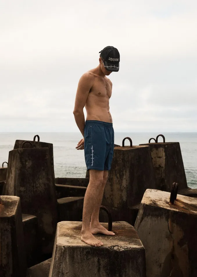 Men Shorts and Boardshorts Afends AFENDS Mens Thorny 8211 Baywatch Swim Short 18quot 8211 Navy