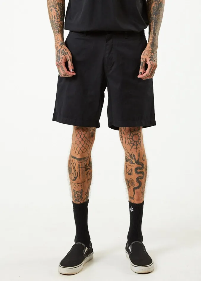 Men Shorts and Boardshorts Afends Ninety Twos 8211 Men039s Recycled Chino Shorts 8211 Black 8211 AFENDS