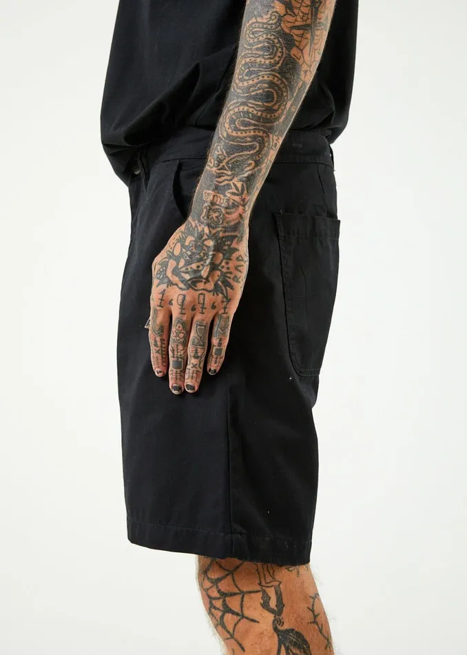 Men Shorts and Boardshorts Afends Ninety Twos 8211 Men039s Recycled Chino Shorts 8211 Black 8211 AFENDS