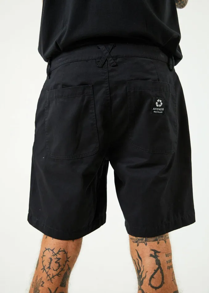 Men Shorts and Boardshorts Afends Ninety Twos 8211 Men039s Recycled Chino Shorts 8211 Black 8211 AFENDS