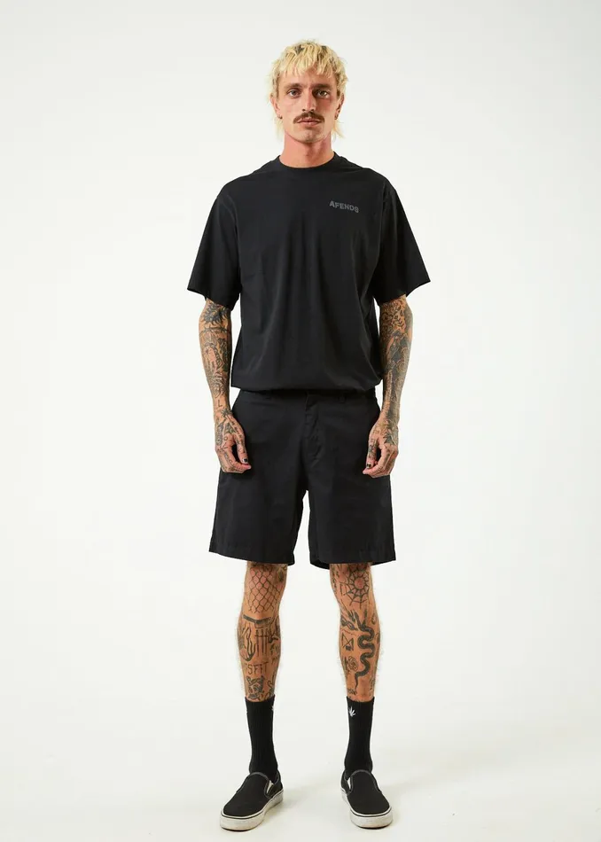 Men Shorts and Boardshorts Afends Ninety Twos 8211 Men039s Recycled Chino Shorts 8211 Black 8211 AFENDS