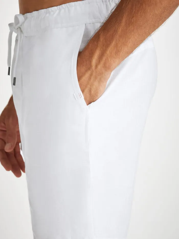 Men Shorts Sydney Linen White Derek Rose Linen Shorts