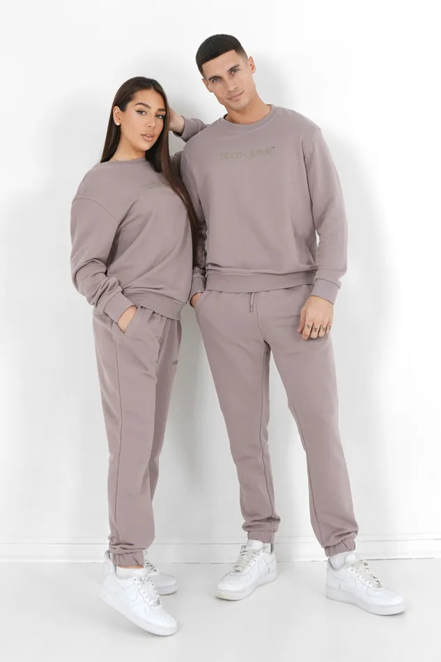 Men Sixth June Paris All In Ones Set Sweatshirt Joggers Embossed Logo Brown
