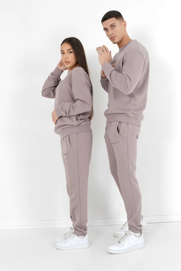 Men Sixth June Paris All In Ones Set Sweatshirt Joggers Embossed Logo Brown