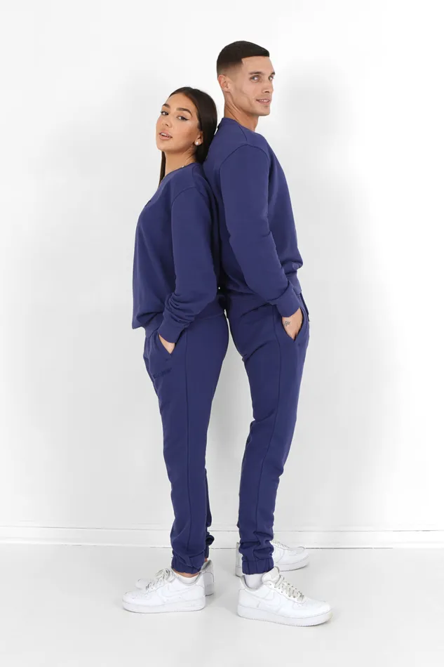 Men Sixth June Paris All In Ones Set Sweatshirt Joggers Embossed Logo Navy Blue