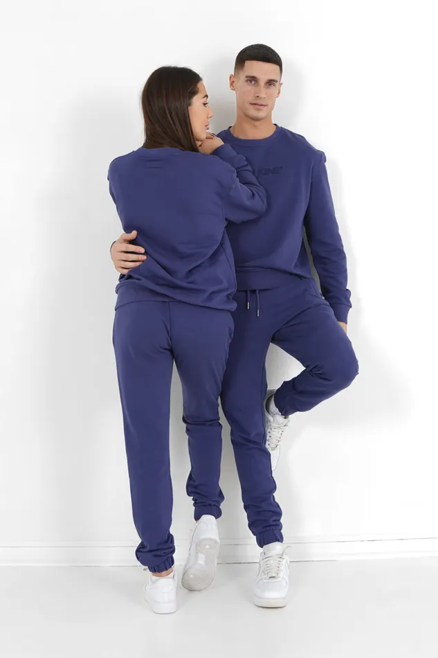 Men Sixth June Paris All In Ones Set Sweatshirt Joggers Embossed Logo Navy Blue