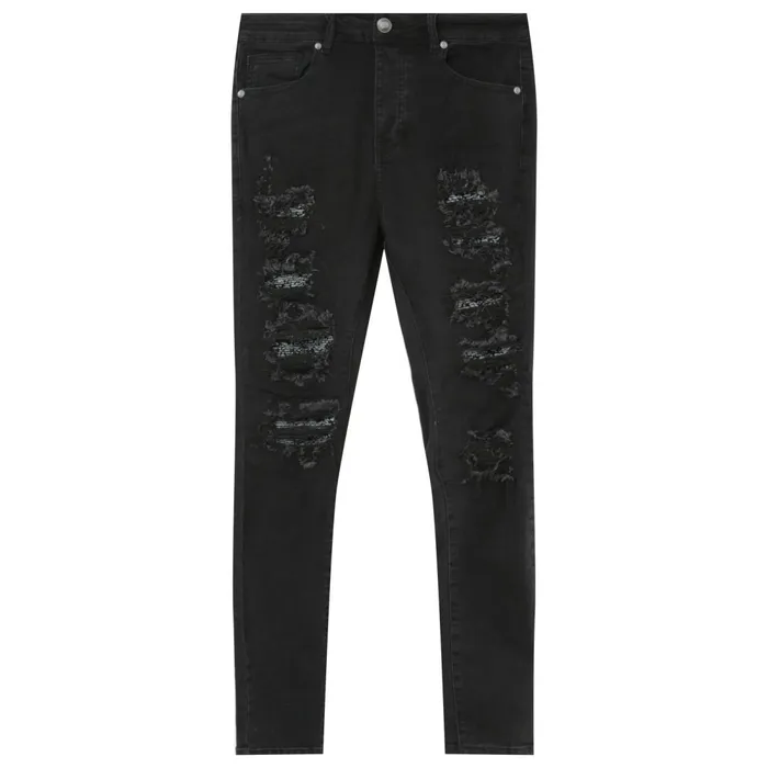 Men Sixth June Paris Jeans Trousers Bandana Yokes Jeans Black