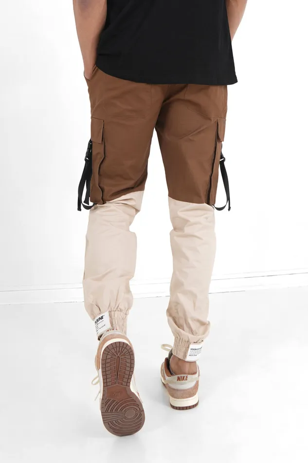 Men Sixth June Paris Jeans Trousers Bicolored Straps Cargo Pants Brown Multi Men Sixth June Paris Jeans Trousers Bicolored Straps Cargo Pants Brown Multi