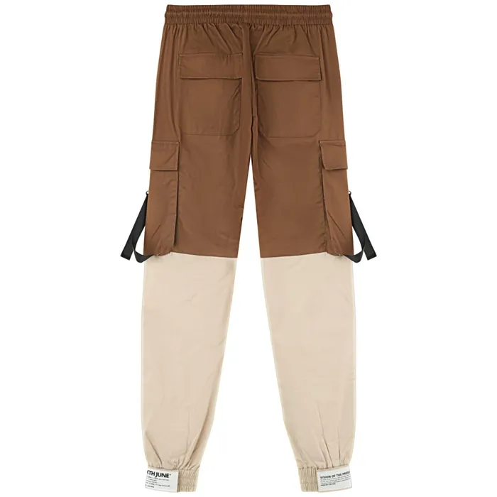Men Sixth June Paris Jeans Trousers Bicolored Straps Cargo Pants Brown Multi Men Sixth June Paris Jeans Trousers Bicolored Straps Cargo Pants Brown Multi