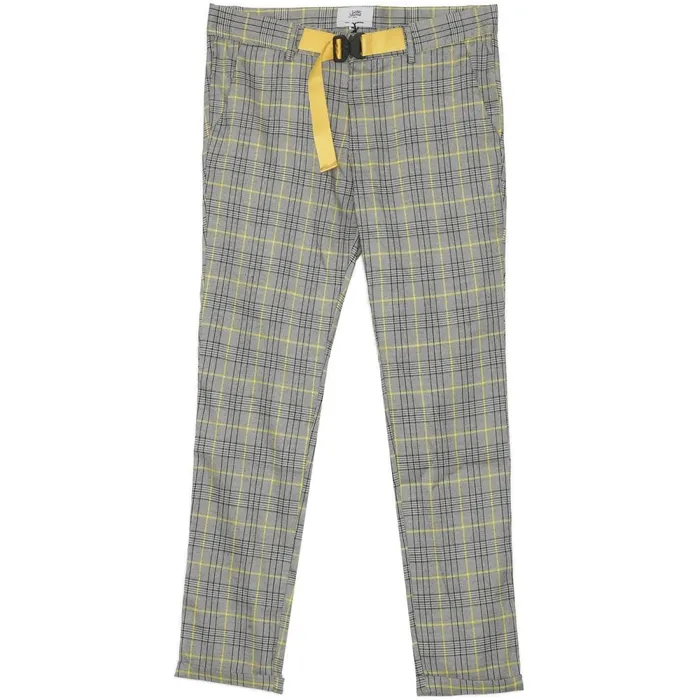 Men Sixth June Paris Jeans Trousers Buckle Prince Of Wales Trousers Yellow Grey