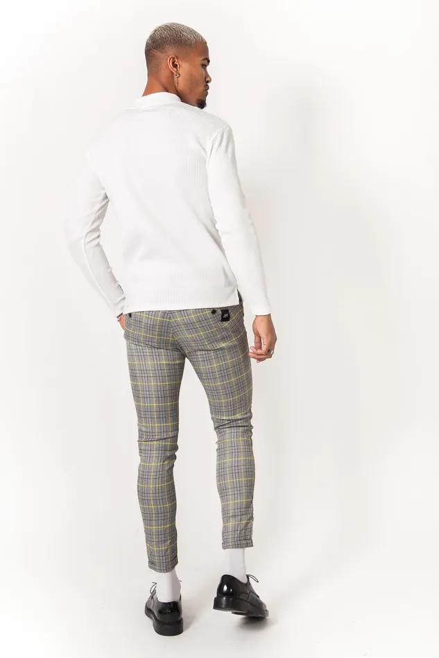 Men Sixth June Paris Jeans Trousers Buckle Prince Of Wales Trousers Yellow Grey Men Sixth June Paris Jeans Trousers Buckle Prince Of Wales Trousers Yellow Grey