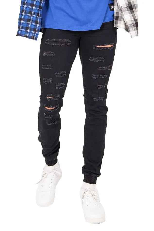 Men Sixth June Paris Jeans Trousers Destroyed Jeans Black