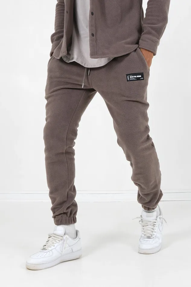 Men Sixth June Paris Jeans Trousers Fleece Logo Joggers Brown Men Sixth June Paris Jeans Trousers Fleece Logo Joggers Brown