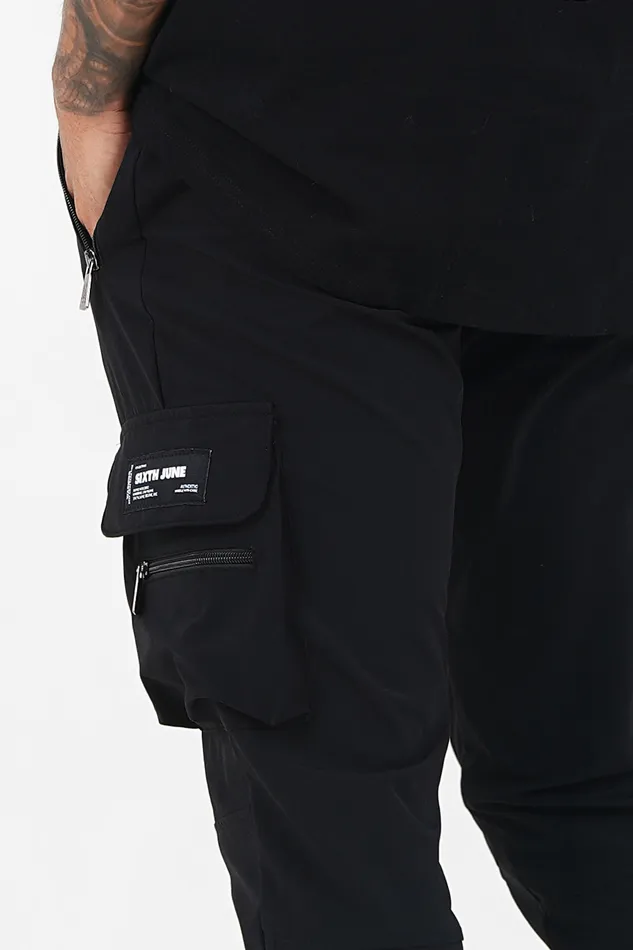 Men Sixth June Paris Jeans Trousers Nylon Cargo Pants Black Men Sixth June Paris Jeans Trousers Nylon Cargo Pants Black
