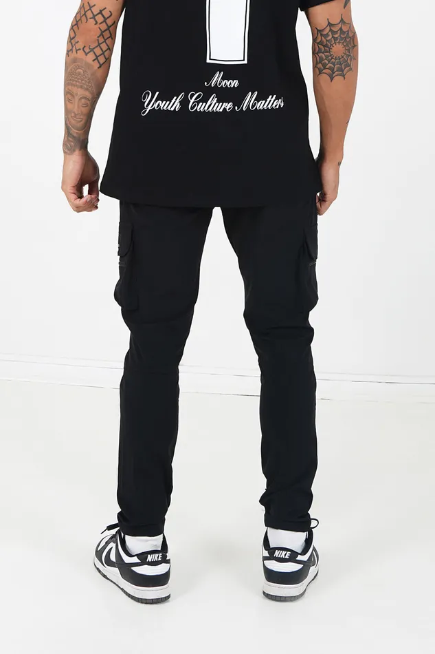 Men Sixth June Paris Jeans Trousers Nylon Cargo Pants Black Men Sixth June Paris Jeans Trousers Nylon Cargo Pants Black
