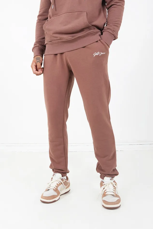 Men Sixth June Paris Jeans Trousers Signature Logo Joggers Brown Men Sixth June Paris Jeans Trousers Signature Logo Joggers Brown