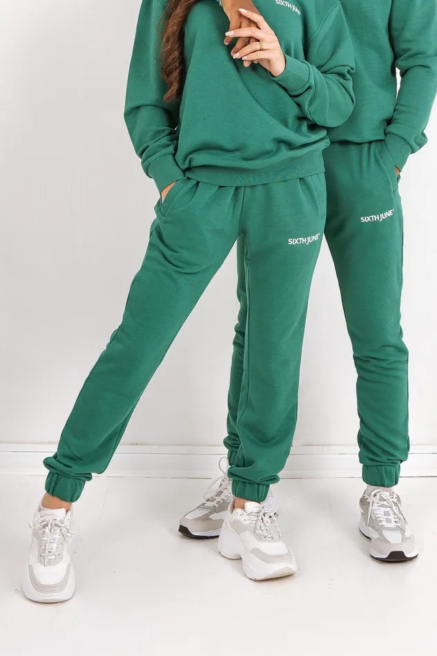 Men Sixth June Paris Jeans Trousers Soft Embroidered Logo Joggers Green Men Sixth June Paris Jeans Trousers Soft Embroidered Logo Joggers Green