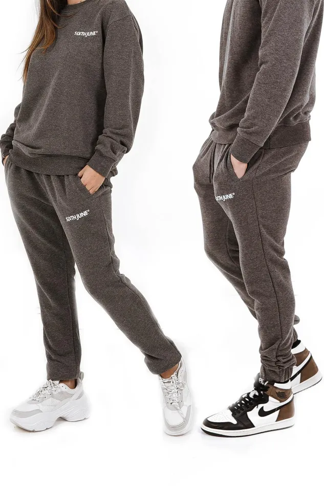 Men Sixth June Paris Jeans Trousers Soft Embroidered Logo Joggers Grey Men Sixth June Paris Jeans Trousers Soft Embroidered Logo Joggers Grey