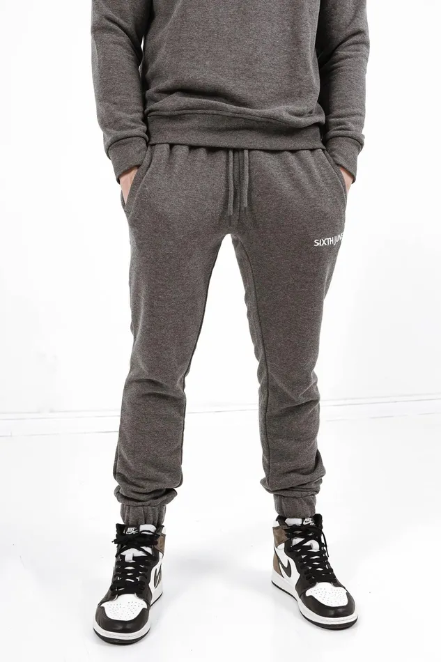 Men Sixth June Paris Jeans Trousers Soft Embroidered Logo Joggers Grey Men Sixth June Paris Jeans Trousers Soft Embroidered Logo Joggers Grey