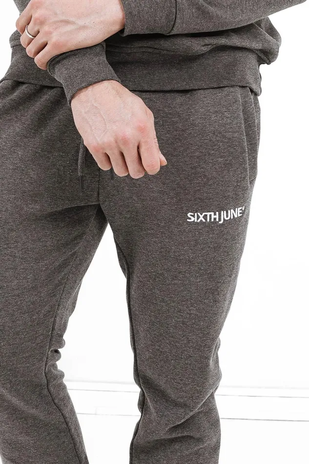 Men Sixth June Paris Jeans Trousers Soft Embroidered Logo Joggers Grey Men Sixth June Paris Jeans Trousers Soft Embroidered Logo Joggers Grey