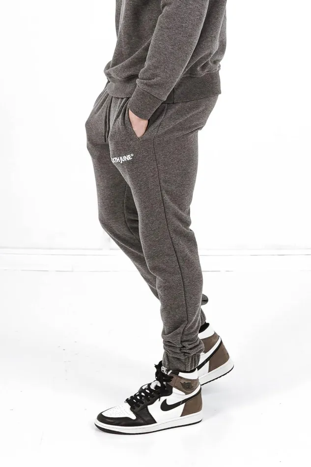 Men Sixth June Paris Jeans Trousers Soft Embroidered Logo Joggers Grey Men Sixth June Paris Jeans Trousers Soft Embroidered Logo Joggers Grey