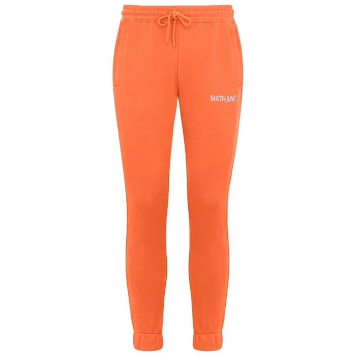 Men Sixth June Paris Jeans Trousers Soft Embroidered Logo Joggers Orange